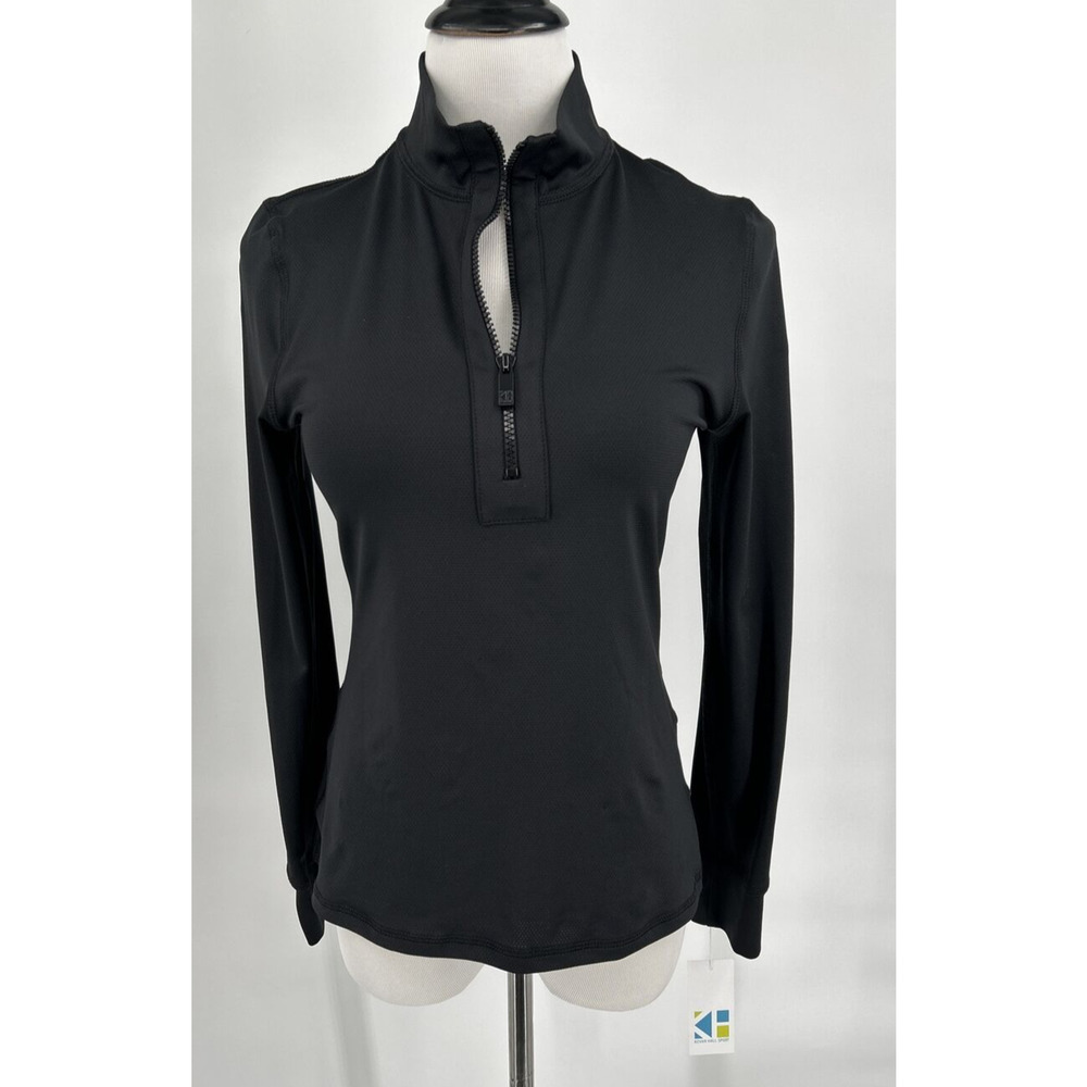 Kevan Hall Sport 1/4 Zip Long Sleeve Black Golf Sport Top USA Small NWT
